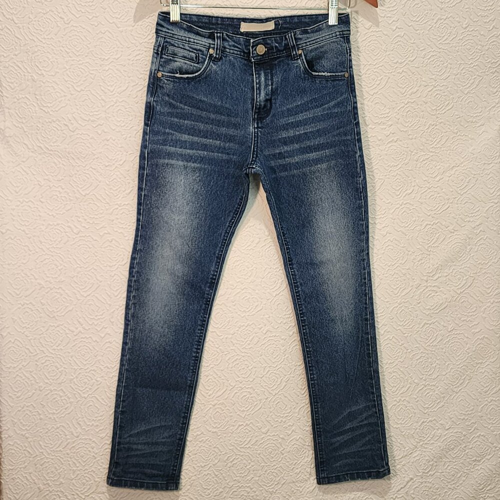 Refinery Republic Women's Skinny Med Blue Distressed Wash Zip fly single button